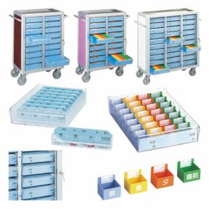 送料無料 マイスコ与薬カート（駒タイプ）鍵付 ホワイト １８床用（２列×９段） MY-NIKS18