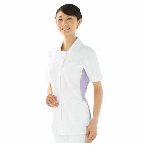 ソフトトリコットジャケット   014-24 3L カラー：ホワイト×ラベンダー