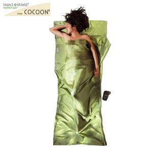 COCOON コクーン Insect shield インセクトシールド サファリトラベルシーツ シルク　サファイアグリーン (ヴァイン）