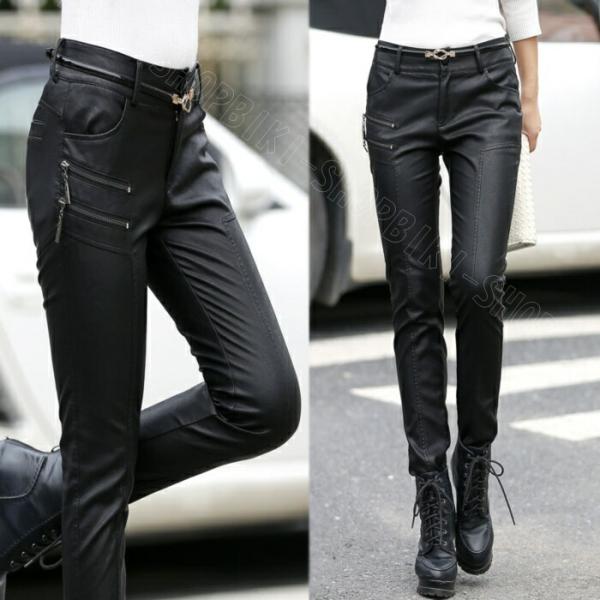 レザーパンツ 即納　レディースPU革パンツ　革レザーパンツPU  レディースレザーチャップス スキニ...