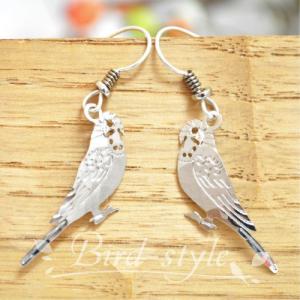 鳥　雑貨/セキセイインコのピアス Twinkle Parakeet SILVER｜bird-style