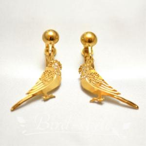 鳥　雑貨/セキセイインコのイヤリング Twinkle Parakeet GOLD｜bird-style