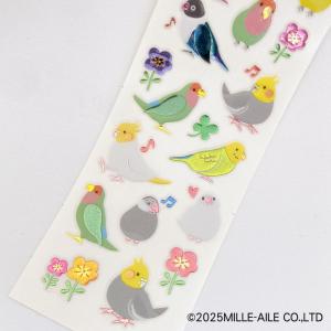 小鳥とお花のインコ ぷっくりシール (インコと...の詳細画像1