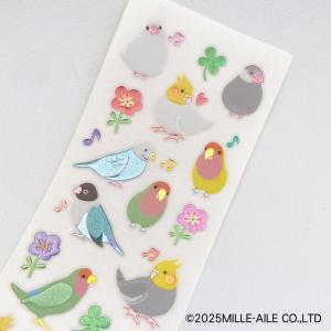 小鳥とお花のインコ ぷっくりシール (インコと...の詳細画像2