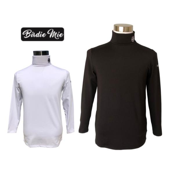 ゴルフ  メンズ タートルネック シャツ ストレッチ ふわふわ 裏起毛 長袖 刺しゅう 肉球 黒 白...