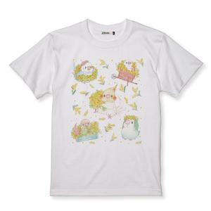 ゆとり屋　Tシャツ　ことりとミモザ　BIRDMORE バードモア インコ 鳥｜birdmore