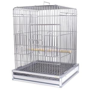 鳥かご HOEI 465オカメ ホワイト オカメ 中型インコ オウム 銀メッキ HOEI 鳥かご 465オカメステンレス ホワイト （46．5×46．5