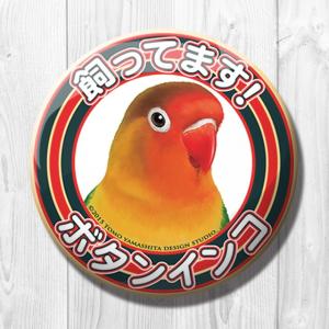 TOMO YAMASHITA DESIGN STUDIO. 飼ってます缶バッジ ルリゴシ ボタンインコ 195A0245 ネコポス 対応可能 インコサミット バードモア 鳥用品 鳥