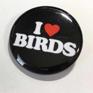 いんこ屋堂 カンバッチ[字]I LOVE BIRDS 黒 054A0233 ネコポス