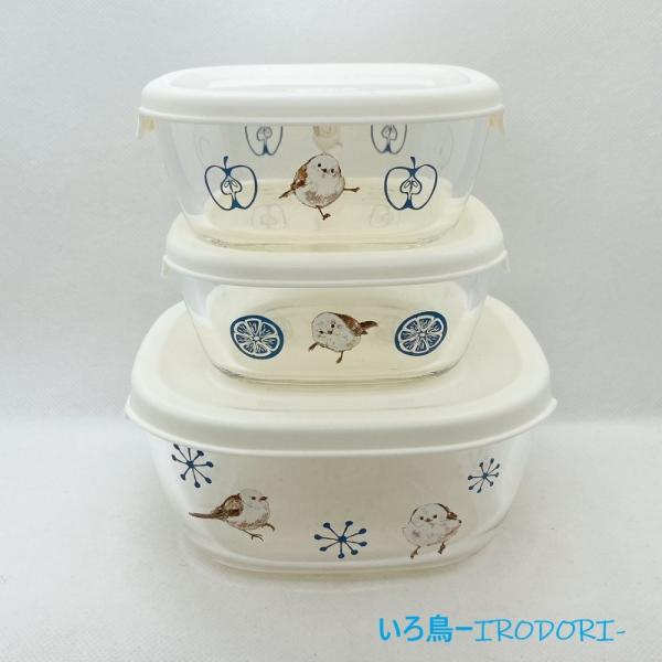 いろ鳥 -IRODORI-   ガラス保存容器・角白 シマエナガ   135A0602　BIRDMO...