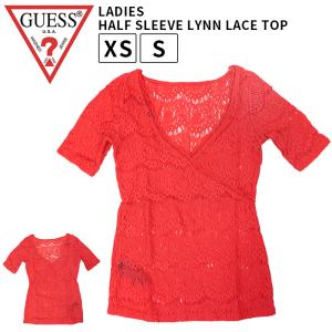 ゲス レディース トップス GUESS W61P65K4GB0 HALF SLEEVE LYNN LACE TOP | ハーフスリーブ 半袖 レーストップ シャツ｜birigo