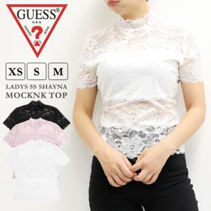 ゲス レディース トップス GUESS W63P2BK3X52 SS SHAYNA MOCKNK TOP   モックネック ハイネック エレガント 上品 セクシー 肌見せ 大人 透かし