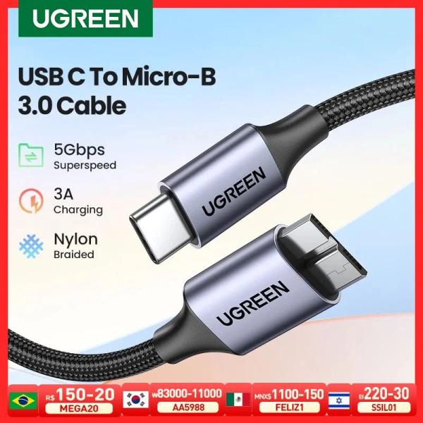 UGREEN USB-C to Micro B 3.0 ケーブル 5Gbps 3A 高速データ同期ケ...