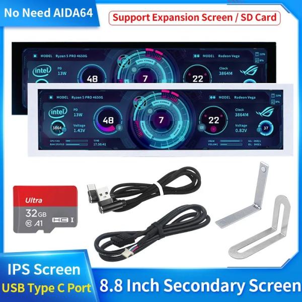 8.8インチIPS Type C サブディスプレイ USB-C接続 コンピュータモニタリング CPU...