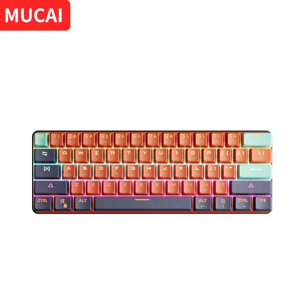 MUCAI MKA610 USB ミニ メカニカル ゲーミング ワイヤード キーボード レッドスイッ...