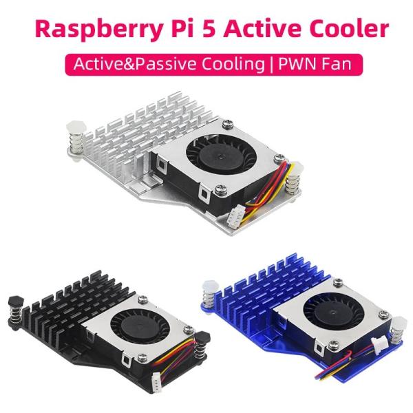 Raspberry Pi 5 用 アクティブクーラー アルミヒートシンク PWM速度調整可能ファン ...