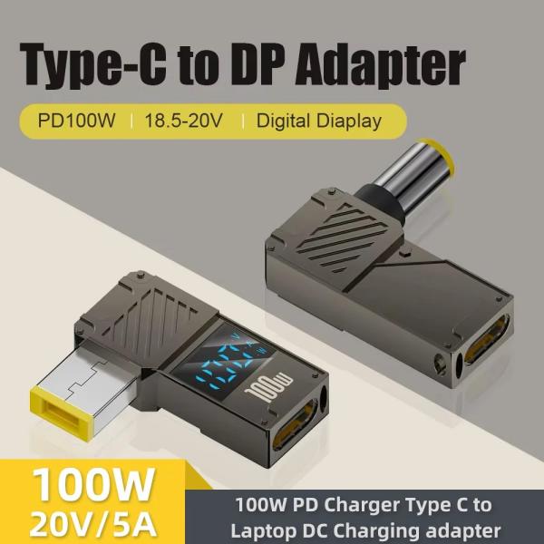 PD100W Type-C to DCプラグ変換アダプター USB-C給電 ノートPC充電器 レノボ...
