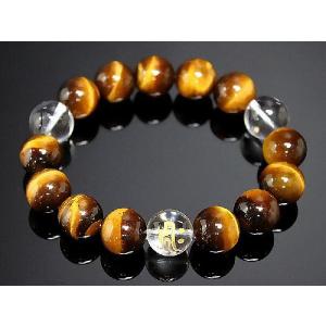 虎モチーフ ブレスレット 黒とオレンジ ポイント10倍 極太16mm 虎目石 タイガーアイ 数珠ブレスレット