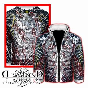ソフトボア 中綿ジャケット 服 DIAMONDJAPAN dj-203 白竜 刺青 和柄 胸