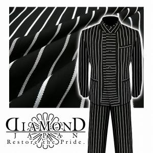 vintage ブラック 黒 ストライプ マオカラー デザインセットアップスーツ マオカラースーツ ブラック×ホワイトストライプ柄 ヤクザ ヤンキー