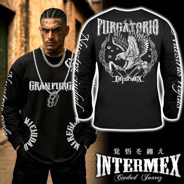 長袖 Tシャツ 服 メンズ ファッション INTERMEX 鷹 ロンT itm-040 黒 白 ギャ...