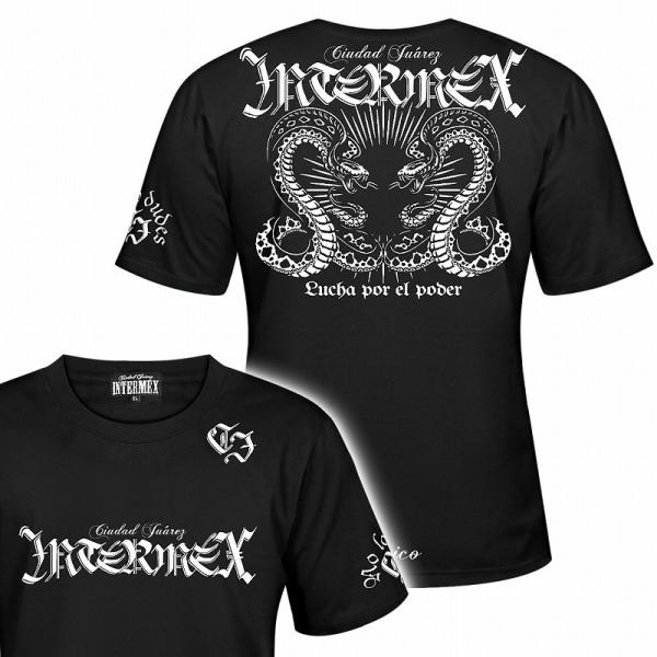 半袖 Tシャツ 服 INTERMEX コブラ itm-056 黒 白 ギャング バイカー チカーノ ...