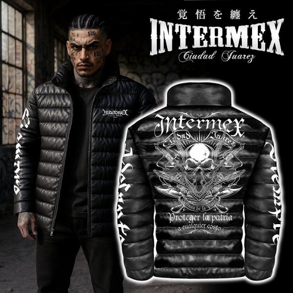 スカル柄 レザー調 中綿ジャケット INTERMEX ITM-083 メンズファッション オラオラ系...