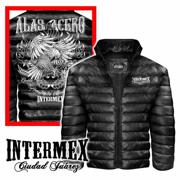 鷹柄 レザー調 中綿ジャケット INTERMEX ITM-084 メンズファッション オラオラ 防寒...