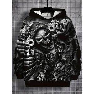 スカル柄プリント パーカー028 薄手 羽織り 上着 ストリート ダンス