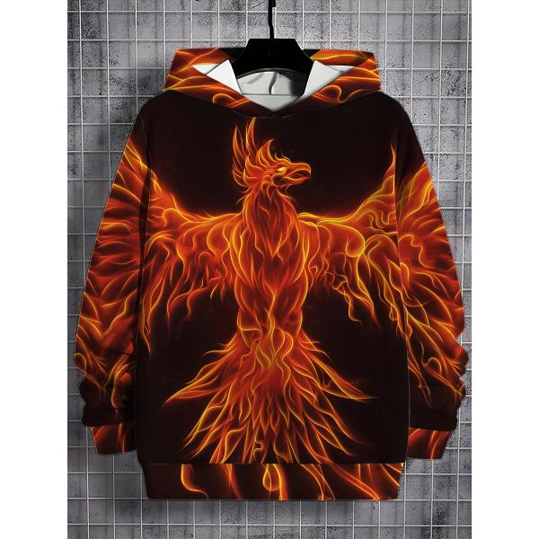 フェニックス柄プリント パーカー020 鳳凰 不死鳥 薄手 羽織り 上着 ストリート ダンス HIP...