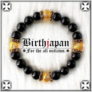 太め14mm 水晶&オニキス数珠ブレスレット 開運風水 ホストヤクザ 悪羅