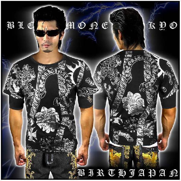 ポイント10倍　MBT-13009黒×銀 BLOOD MONEY TOKYO半袖Tシャツ チェーン&amp;...