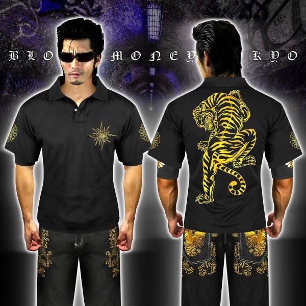 ポイント10倍　16010黒 ヤクザ &amp; ブランドBLOOD MONEY TOKYO半袖ポロシャツ ...