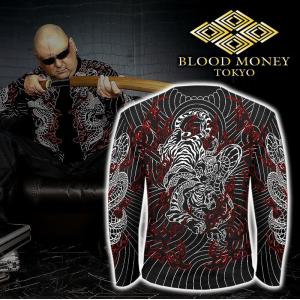 長袖 Tシャツ ロンT 服 BLOOD MONEY TOKYO ブラッドマネートーキョー 蛇虎 刺青 和柄 mbt-21008 黒 白 メンズ ファッション ヤクザ ヤンキー オラオラ系 派手｜birthjapan