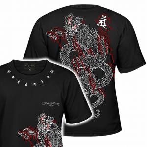 半袖 Tシャツ 服 BLOOD MONEY TOKYO 龍 炎 梵字 和柄 mbt-23002 黒 白 メンズ ファッション ヤクザ ヤンキー オラオラ系 派手｜birthjapan