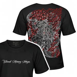 半袖 Tシャツ 服 龍 不動明王 梵字 和柄 mbt-20001黒 金 メンズ