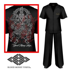 セットアップジャージ (長袖+長ズボン) 服 BLOOD MONEY TOKYO 不動明王 