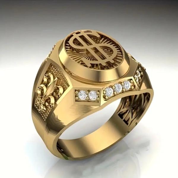 指輪 ゴールド ゴージャス ゴツめ ドルマーク リング 009 金 ヤクザ オラオラ系 パンク ロッ...