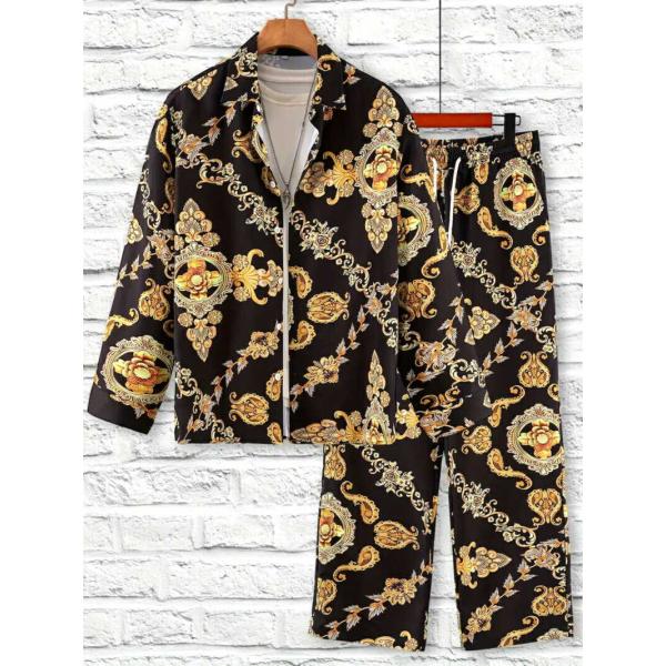 バロック柄 長袖シャツセットアップ 上下セット ヤクザ ヤンキー オラオラ系 服 派手 メンズ ファ...