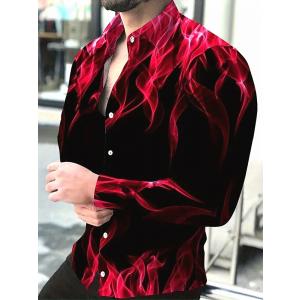 (5月下旬入荷) 炎柄 長袖シャツ 黒赤 064 Yシャツ ドレスシャツ ヤクザ ヤンキー オラオラ系 ホスト スーツ  服 派手 メンズ ファッション
