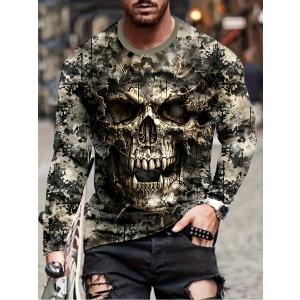 スカル柄 長袖Tシャツ ロンT 185 柄シャツ ストリート ダンス HIPHOP B系 ヤクザ ヤンキー オラオラ系 悪羅悪羅 ホスト 服 メンズ ファッション