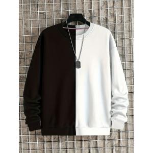 シンプル ツートンカラー 薄手トレーナー 長袖シャツ 224 白黒
