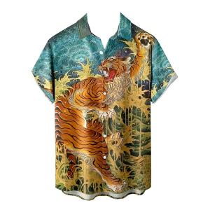 月夜×虎 和柄 アロハシャツ 034 半袖 シャツ ヤクザ ヤンキー オラオラ