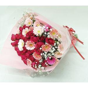 バラ 花束 ガーベラ 女性に人気のバラとガーベラが花束に 送料無料  ギフト プレゼント お返し クール便