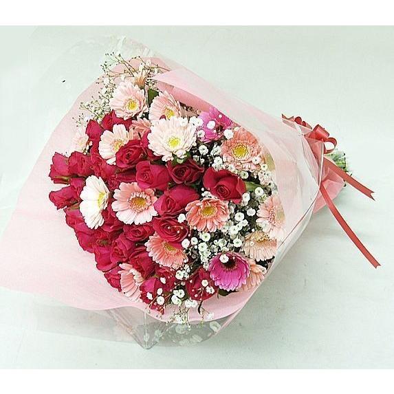バラ 花束 ガーベラ 女性に人気のバラとガーベラが花束に 送料無料  ギフト プレゼント お返し ク...