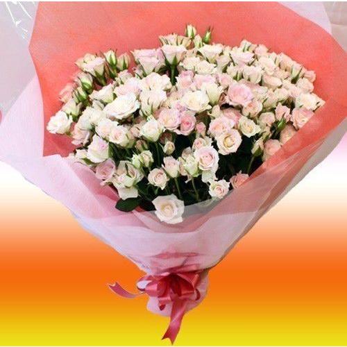 バラの花束 ピンク スプレーバラ 50本 花束 ピンク バラの花束が激安 送料無料 ギフト プレゼン...