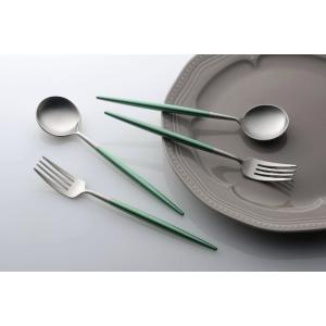PAO パオ グリーン デザート 4Pcセット スプーン フォーク マットシルバー クチポール風 カ...