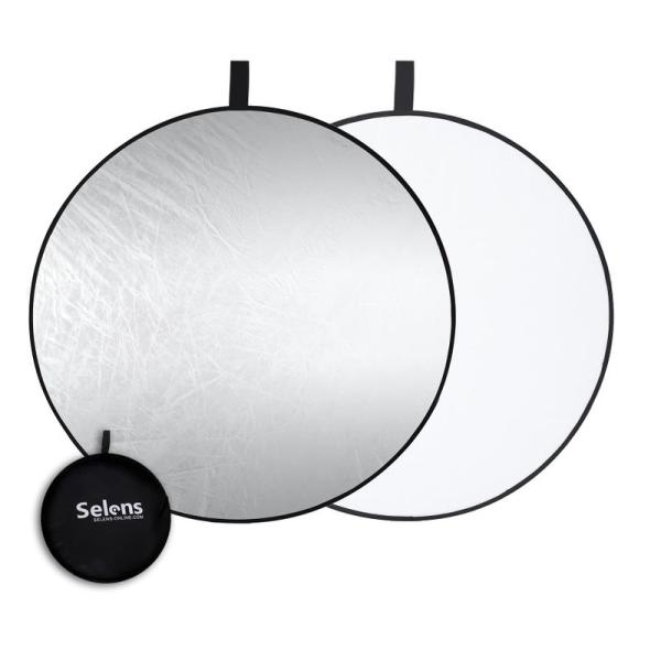 Selens 2-in-1 撮影用 丸レフ板 30cm 小型レフ板 折りたたみ可能 銀/白2色 スタ...