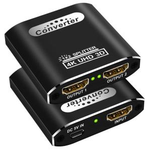 HDMI 分配器 1入力2出力 HDMI スプリッター 自動切替 2画面同時出力 4K/2K/1080P 対応 3D視覚効果 金メッキポート｜bisuta