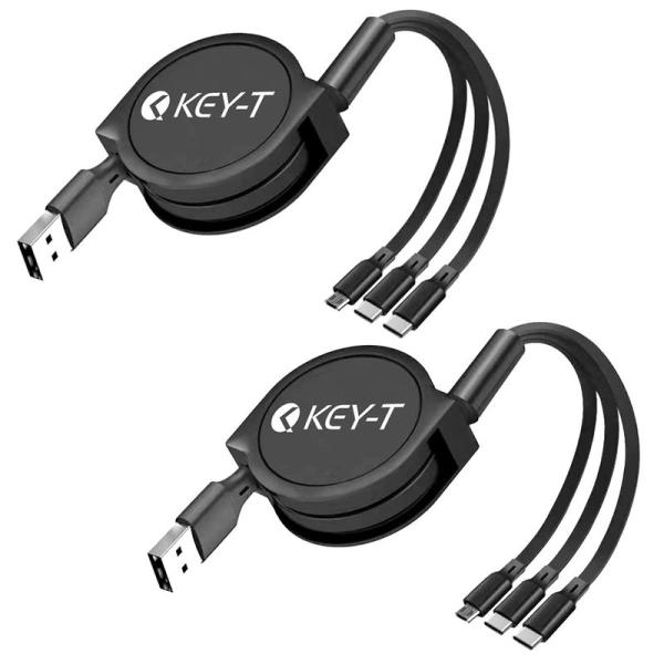 2本セット3in1 (Type-C x2 + micro USB x1) USB 充電ケーブル アン...